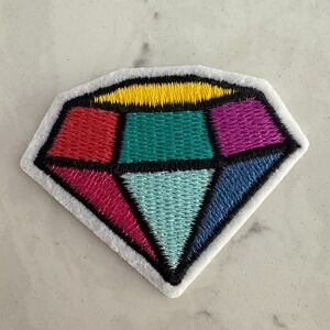 Rainbow Diamond Patch Embroidered Iron-On Applique Girls Cute Sewing Craft Badge